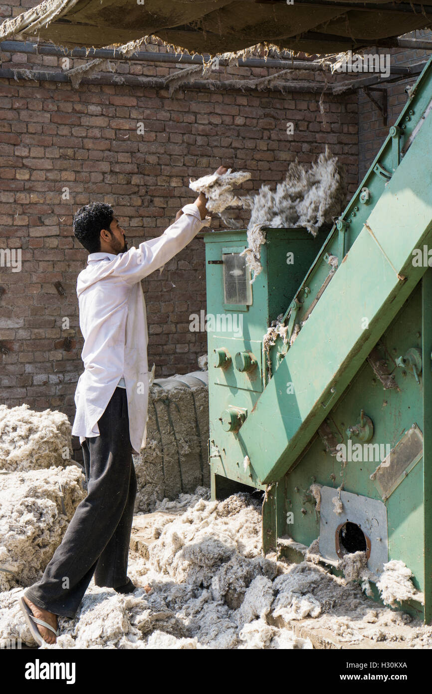 Uomini al lavoro in cotonificio Multan Pakistan Foto Stock