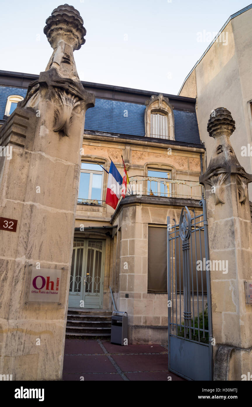 Casa in stile Art Nouveau, Rue Saint-Léon, ora OPH, pubblico ufficio alloggi, Nancy, Meurthe-et- Moselle, Francia Foto Stock