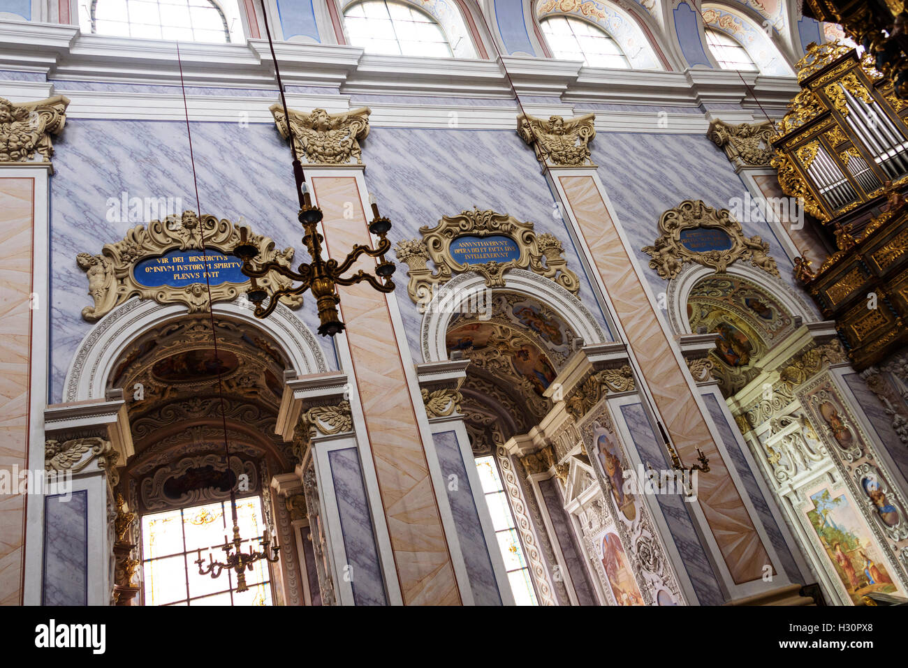 Interni opulenti dell'Gottweig chiesa abbaziale. Foto Stock