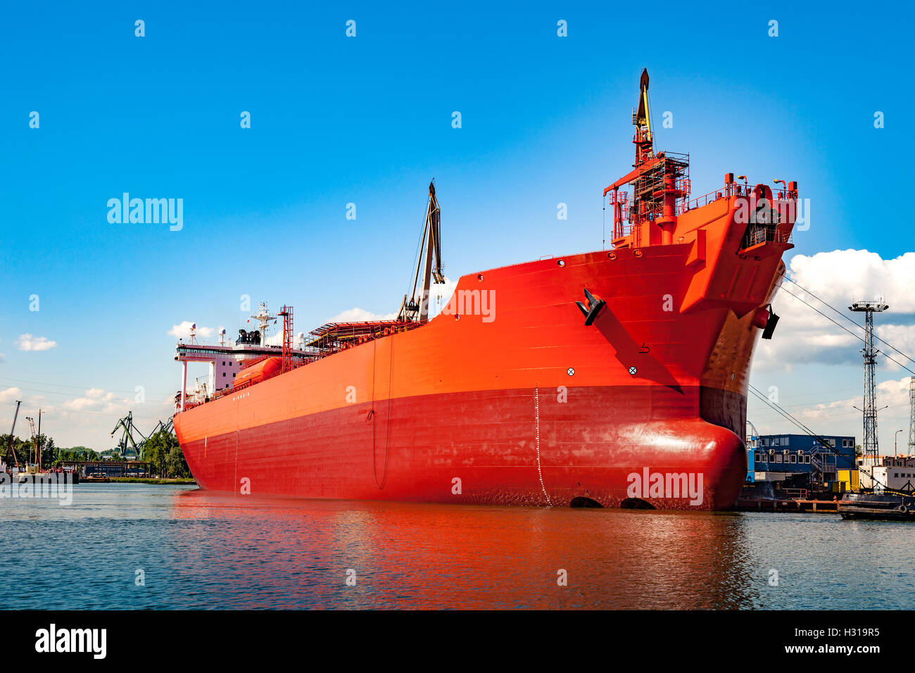 Una nave in costruzione al cantiere navale. Foto Stock