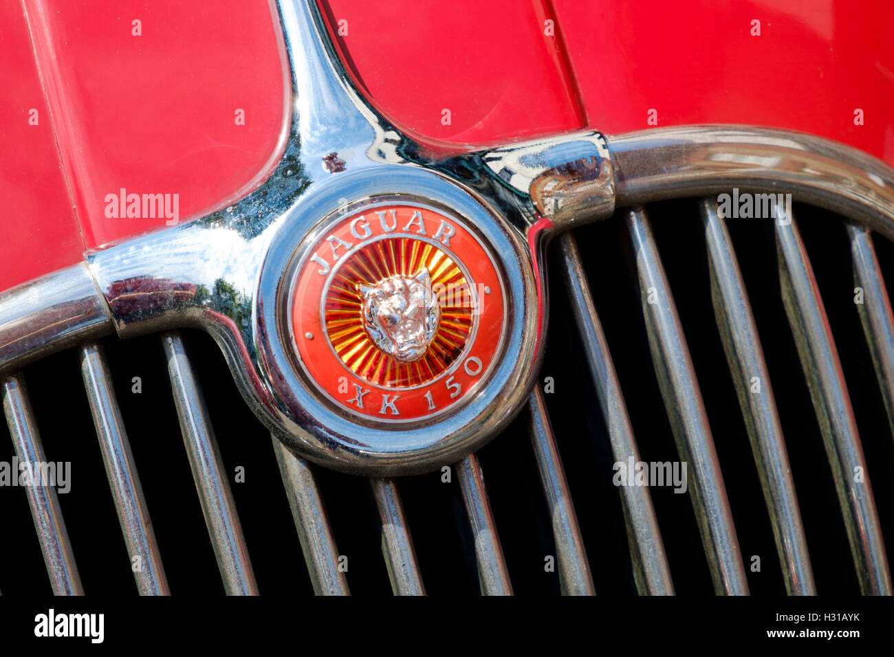 Una Jaguar XK150 Badge Foto Stock
