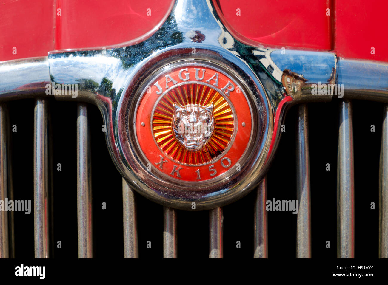 Una Jaguar XK150 Badge Foto Stock