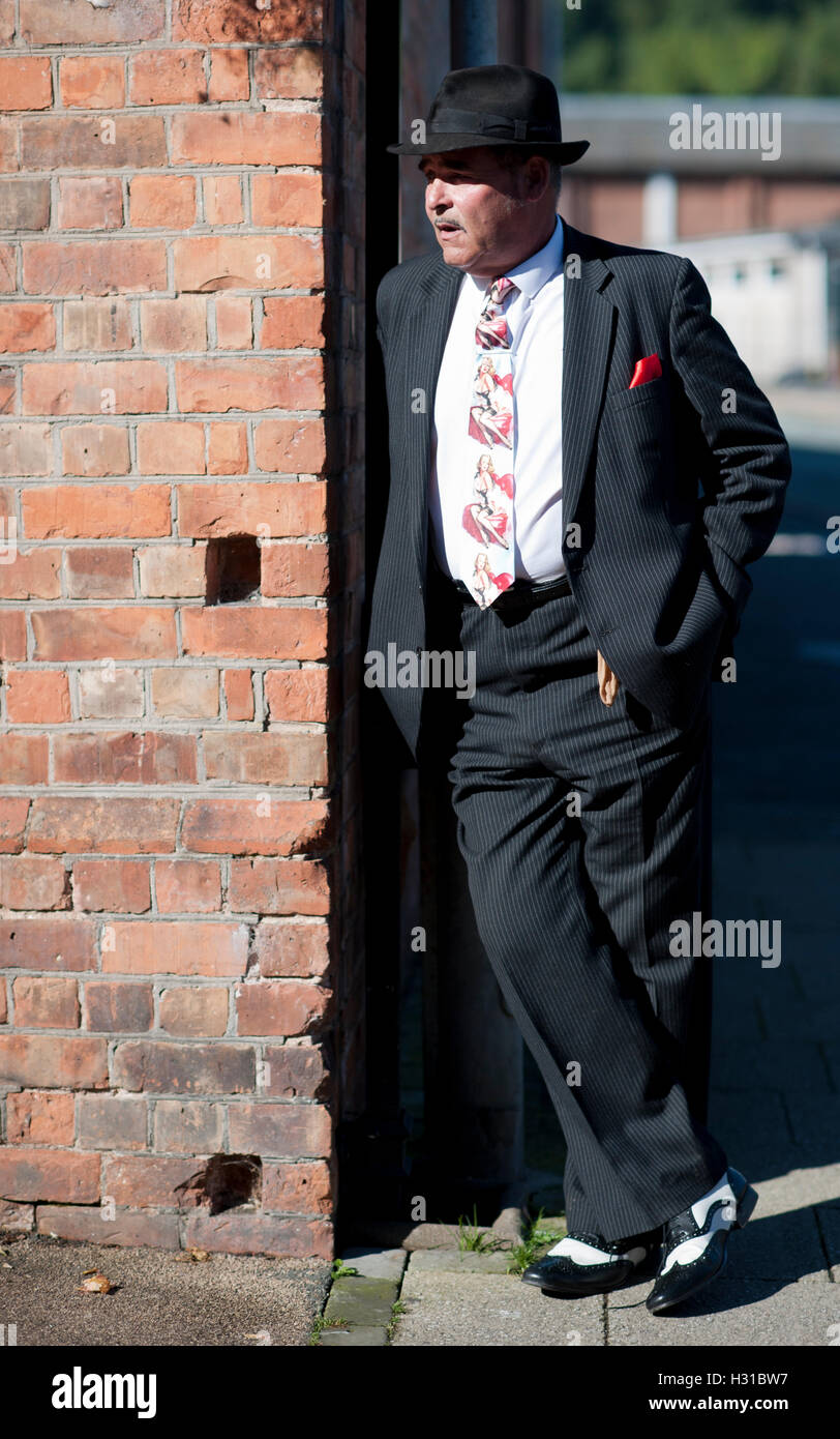 Divertente,vestirsi,rWelshpools spiv al 1940's weekend,2016 Foto Stock