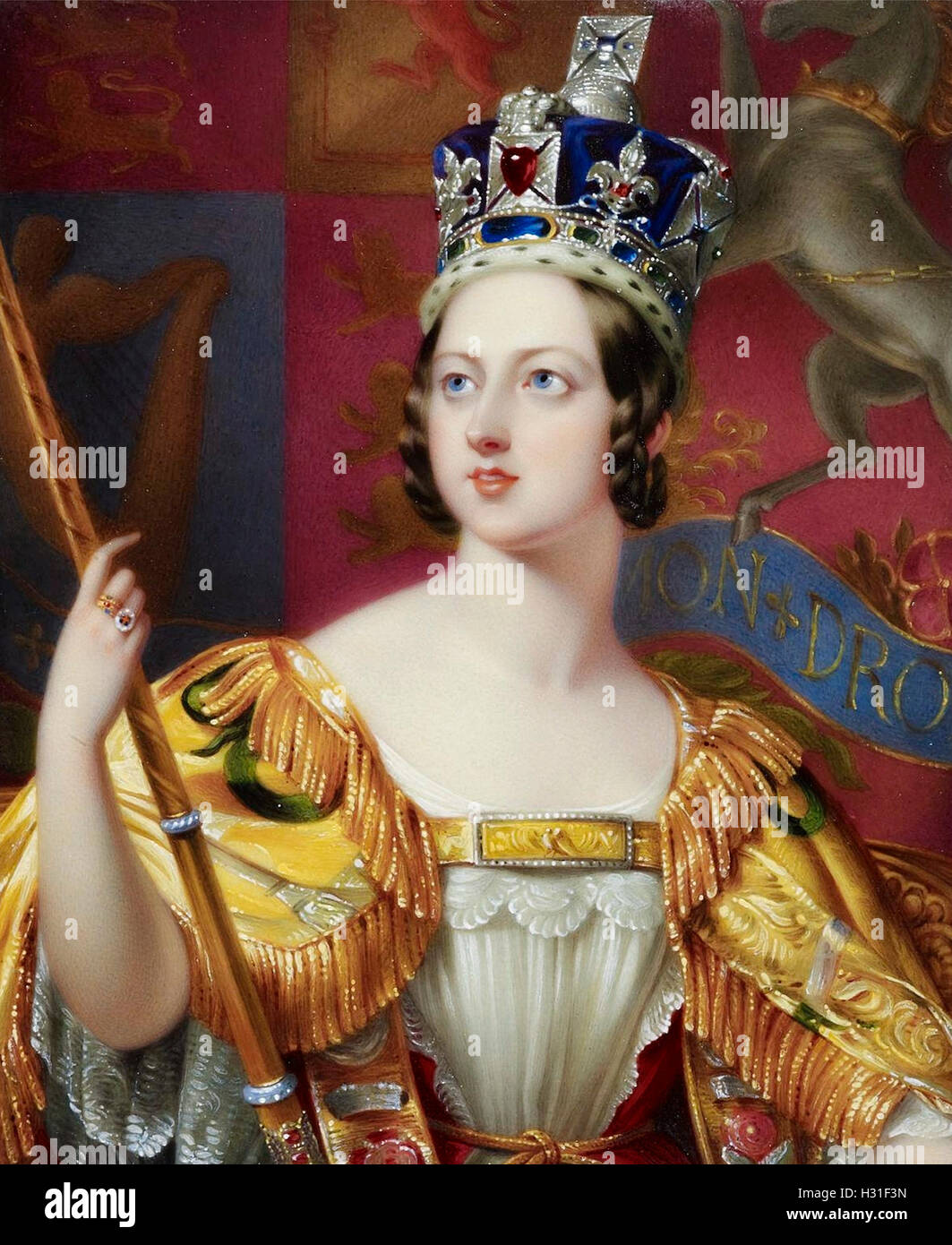 Ritratto della Regina Victoria nella sua incoronazione accappatoi 1838 Foto Stock