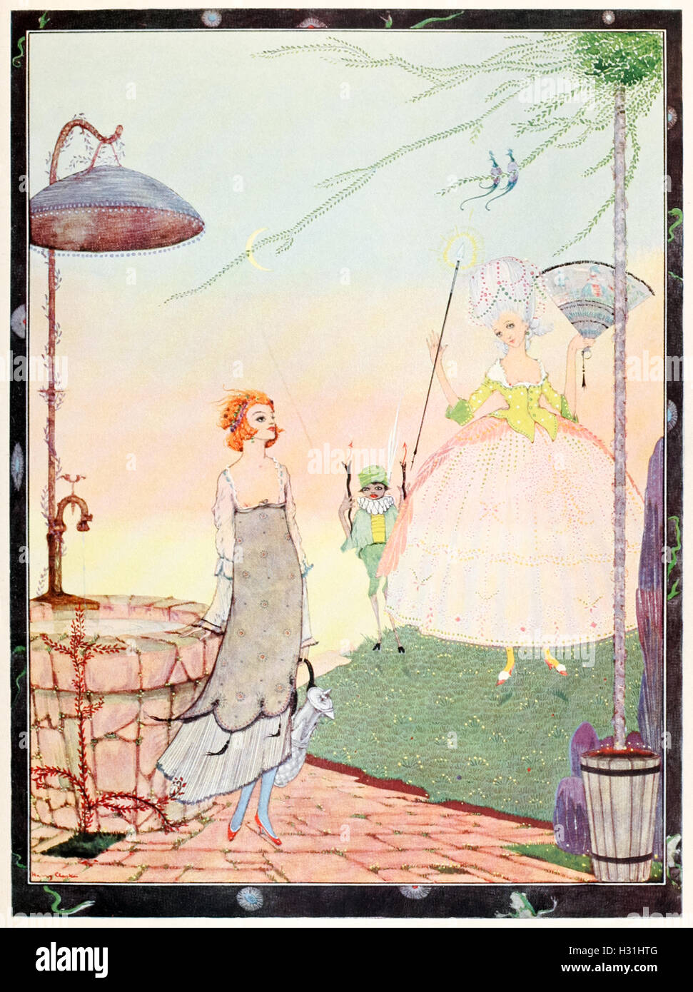 "Io sono venuto qui per servirvi con acqua, pregare?" Illustrazione da 'La Fata' da Harry Clarke (1889-1931). Vedere la descrizione per maggiori informazioni. Foto Stock