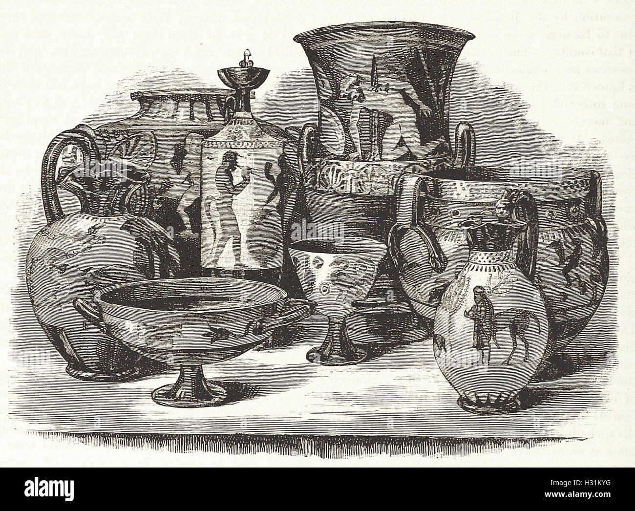 Vasi ETRUSCHI - da 'Cassell illustrato della storia universale" - 1882 Foto Stock