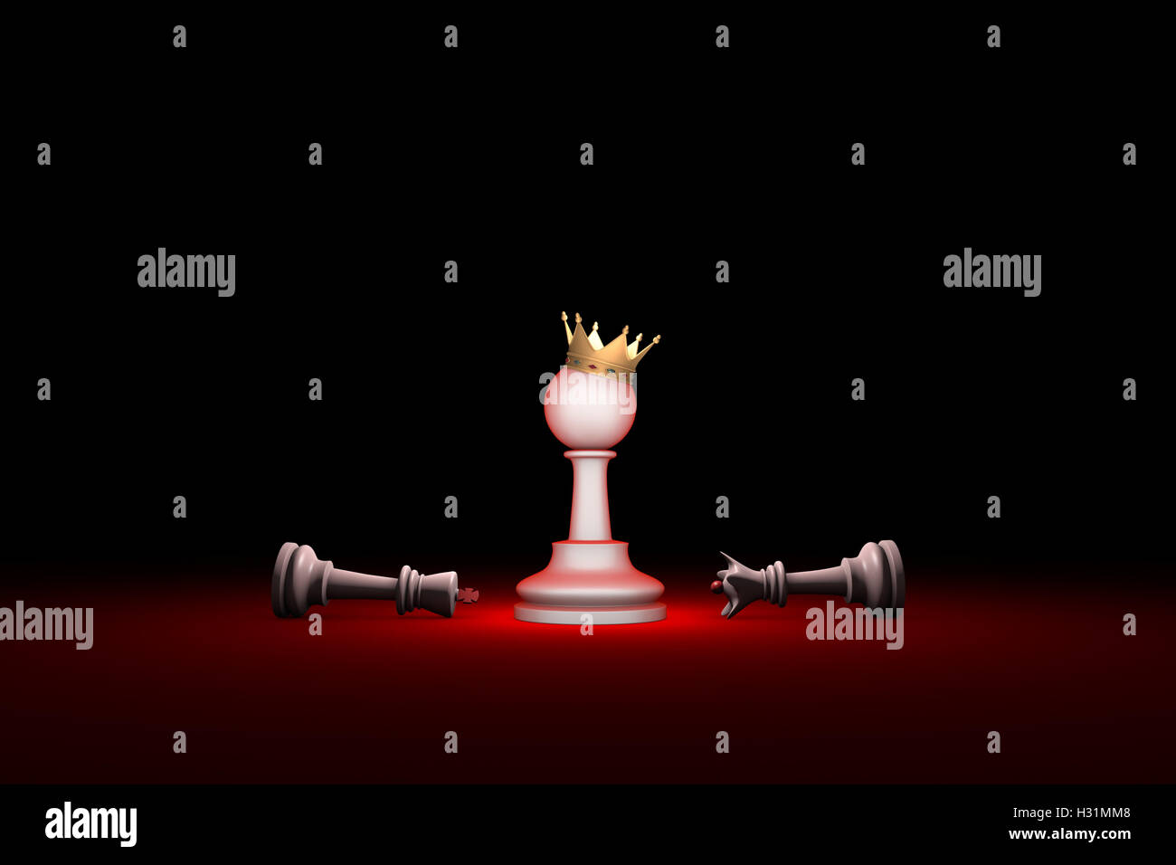 Orizzontale composizione di scacchi. Disponibili in alta risoluzione e di varie dimensioni. Layout di sfondo con testo libero spazio.3D render Foto Stock