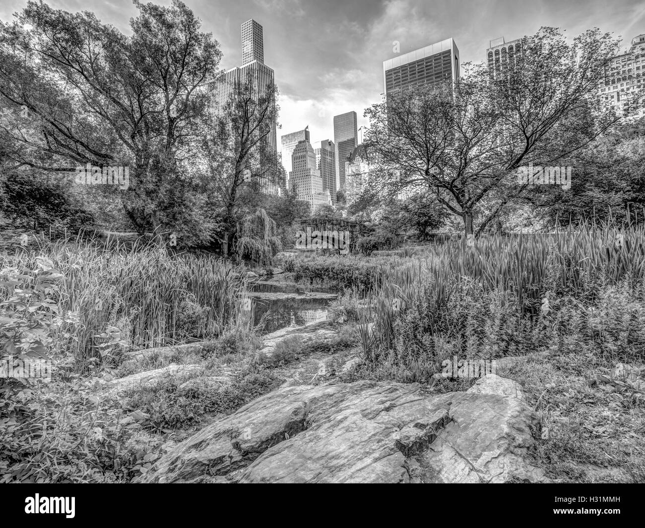 Gapstow Bridge è una delle icone del Central Park di Manhattan a New York City Foto Stock