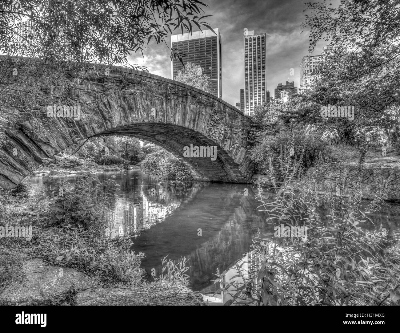 Gapstow Bridge è una delle icone del Central Park di Manhattan a New York City Foto Stock