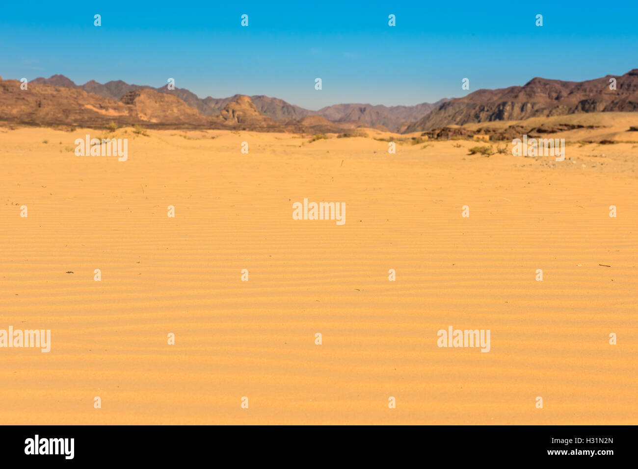 L'Egitto nel deserto del Sinai vista colline rocciose cielo blu Foto Stock