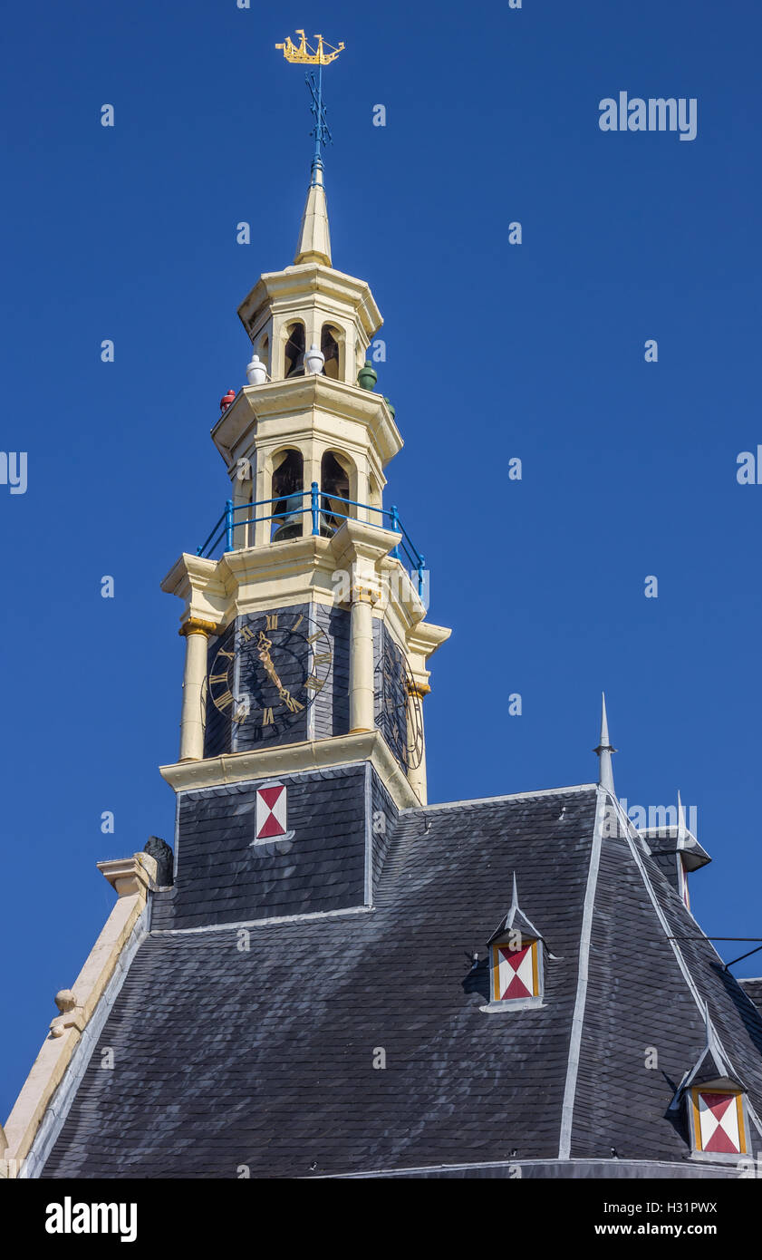 Dettaglio della storica torre Hoofdtoren in Hoorn, Paesi Bassi Foto Stock