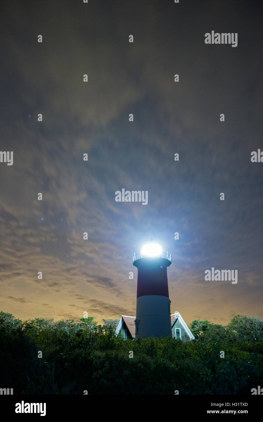 Faro Nauset notte in Cape Cod-Massachusetts Foto Stock