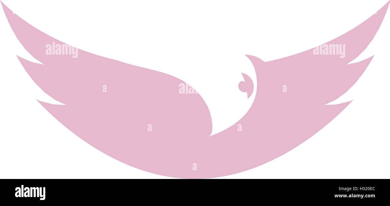 Abstract isolato di colore viola elemento bird logo. Diffusione di ali con piume logotipo. Icona di volo. Segno dell'aria. Illustrazione Vettoriale. Il simbolo della compagnia aerea. Illustrazione Vettoriale