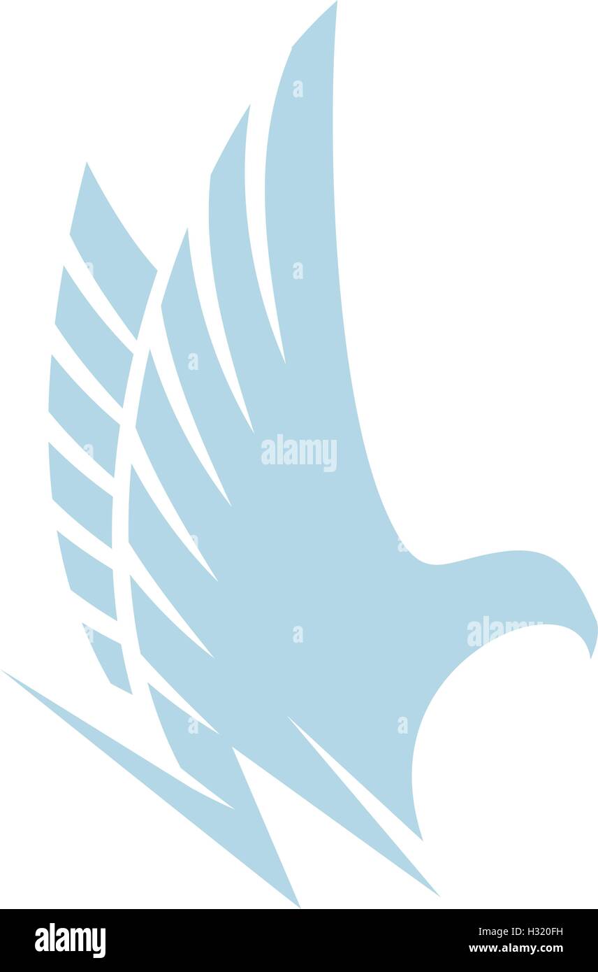 Abstract isolato di colore blu eagle,hawk di Falcon silhouette logo. Caccia pericolose bird logotipo. Icona di ali. Elemento dell'aria. Segno di volo. Simbolo di compagnie aeree. Illustrazione Vettoriale. Illustrazione Vettoriale