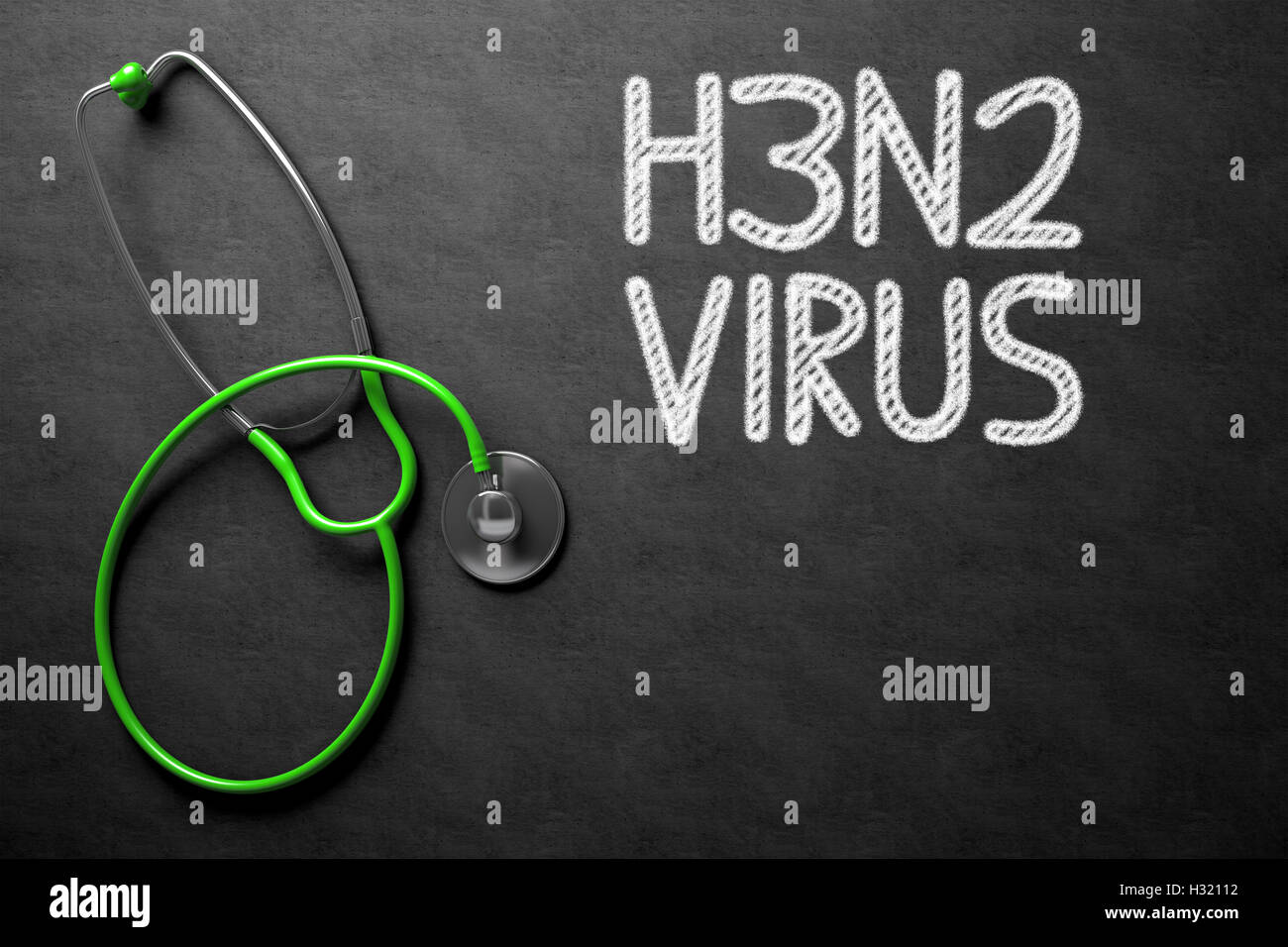 Lavagna con H3N2. 3D'illustrazione. Foto Stock