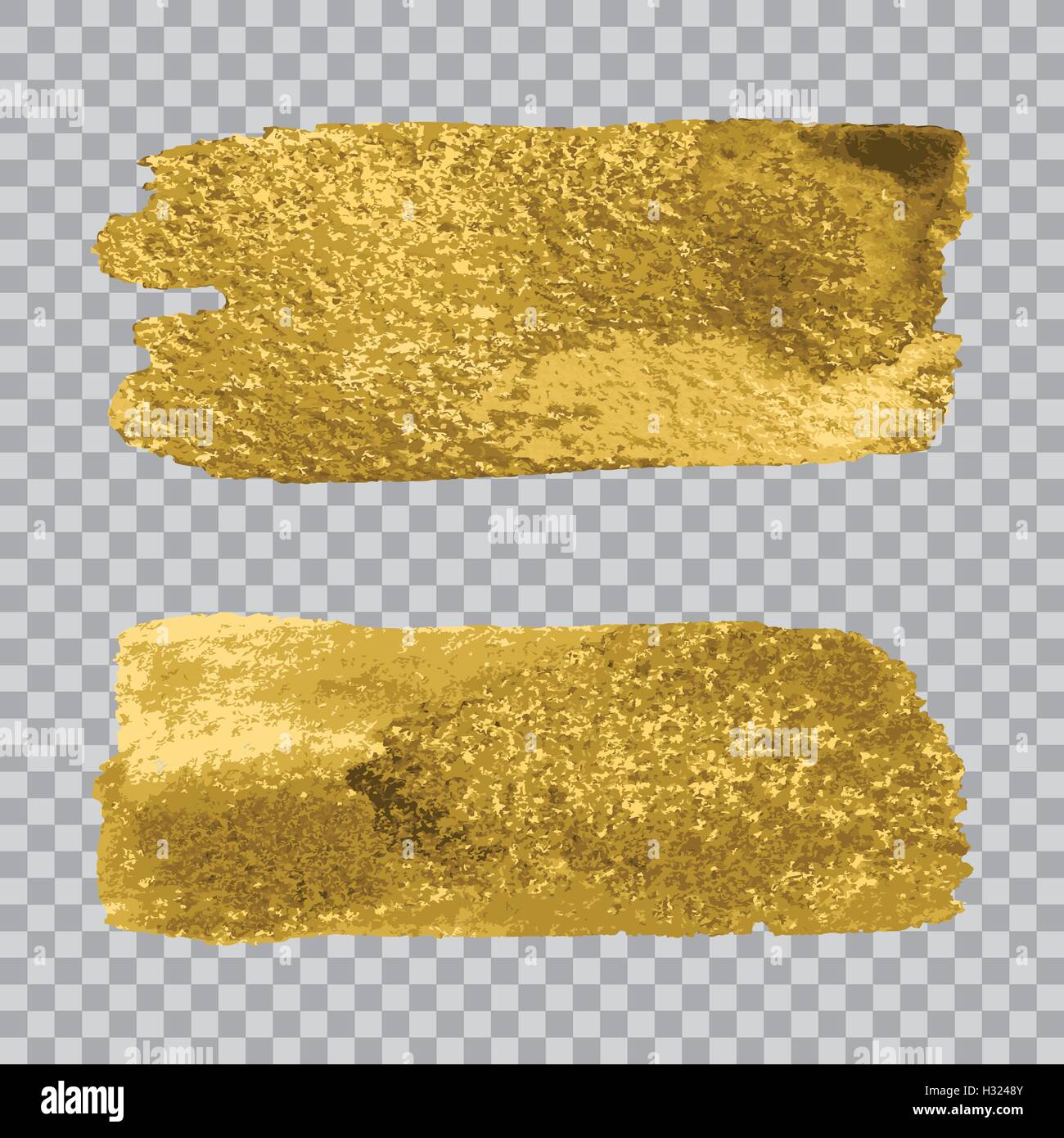 Vettore di vernice oro cospargere di macchia corsa impostato su trasparente lo sfondo grigio. Abstract oro scintillante arte testurizzata illustrazione. Illustrazione Vettoriale