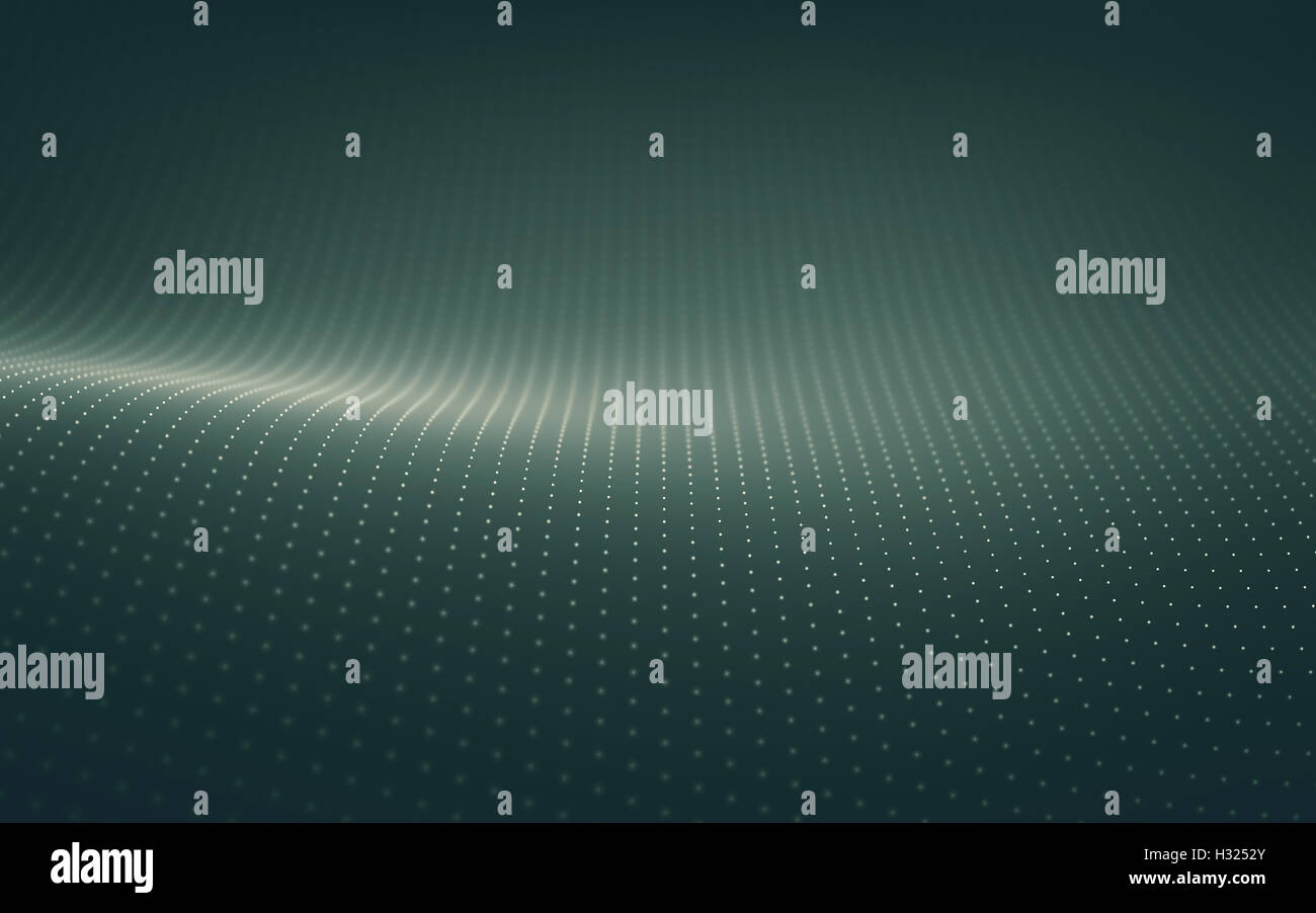 3D'illustrazione. Onde punti concetto tecnologico di sfondo astratto. Foto Stock