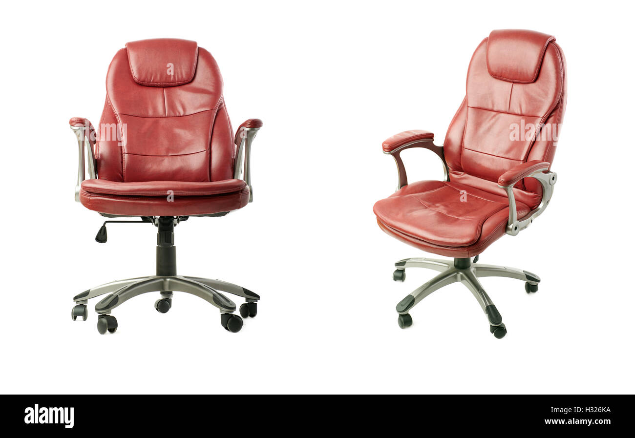 Set di sedia da ufficio isolato su sfondo bianco Foto Stock