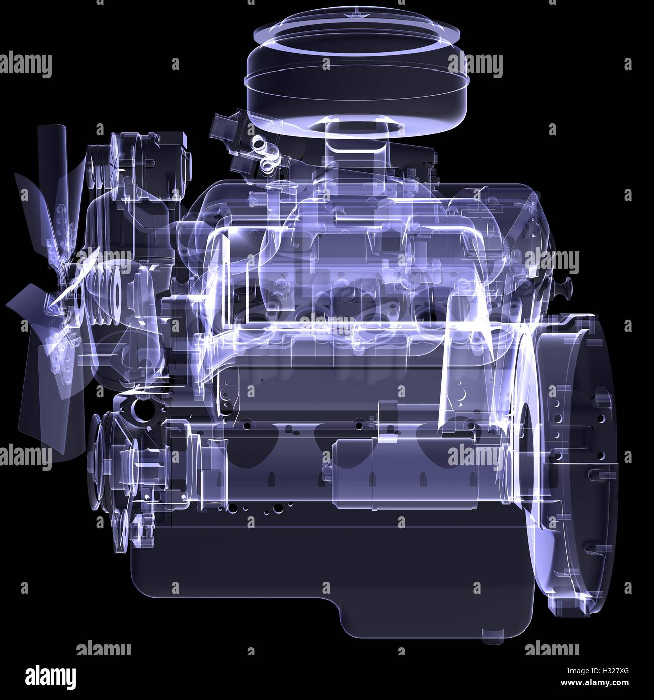 Motore Diesel. X-ray render Foto Stock
