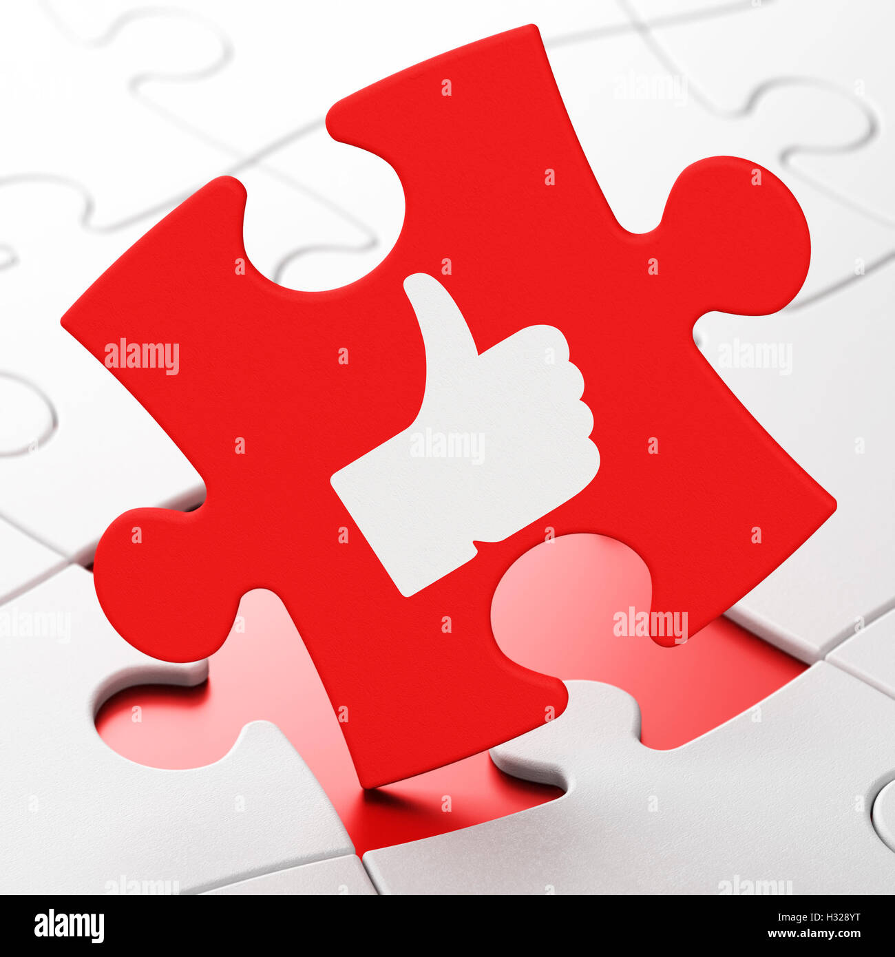 Social media concetto: Pollice su Sfondo puzzle Foto Stock