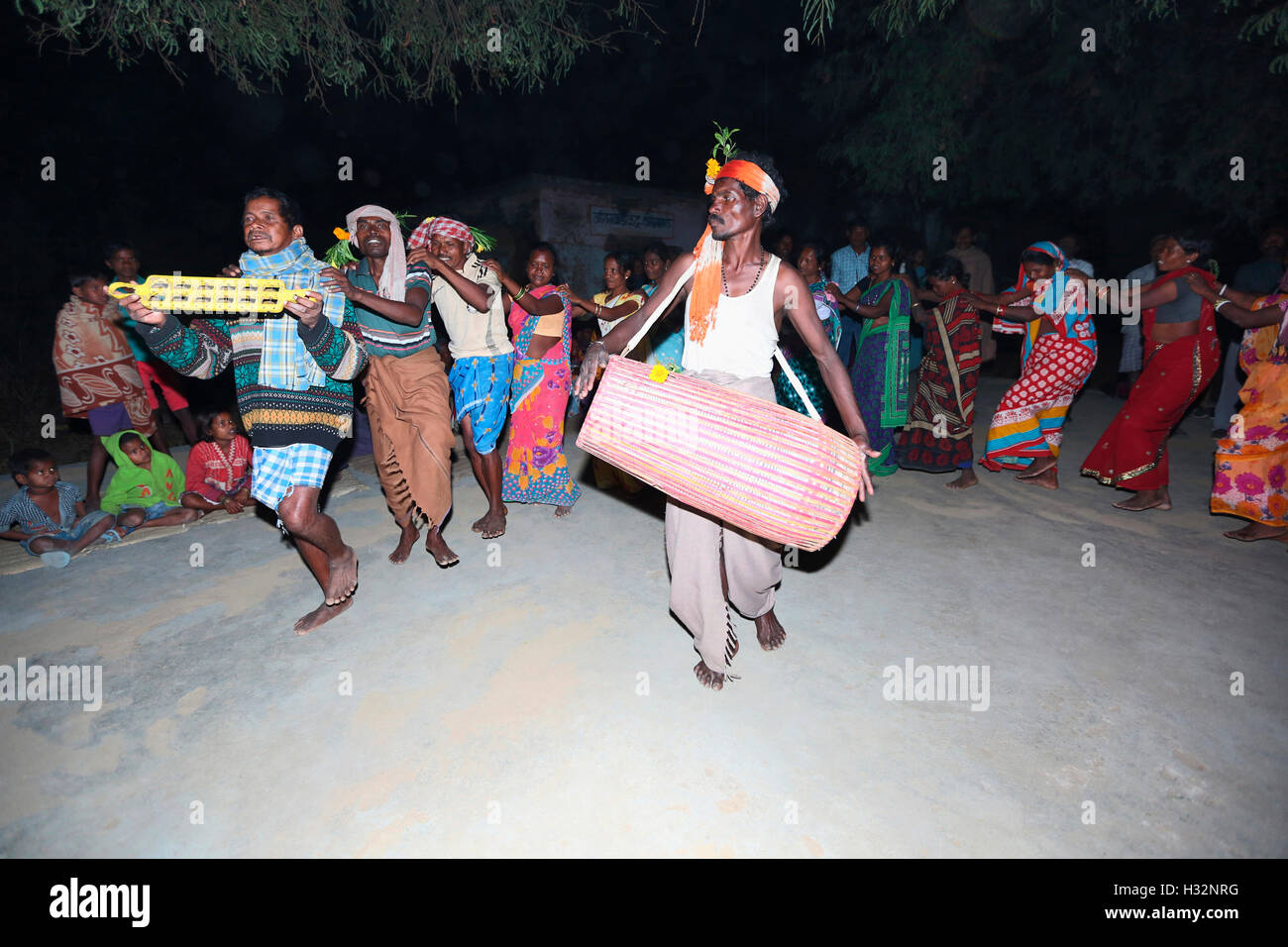 Zumar danza, KHARIA tribù, Korangamall, Chattisgarh, India Foto Stock