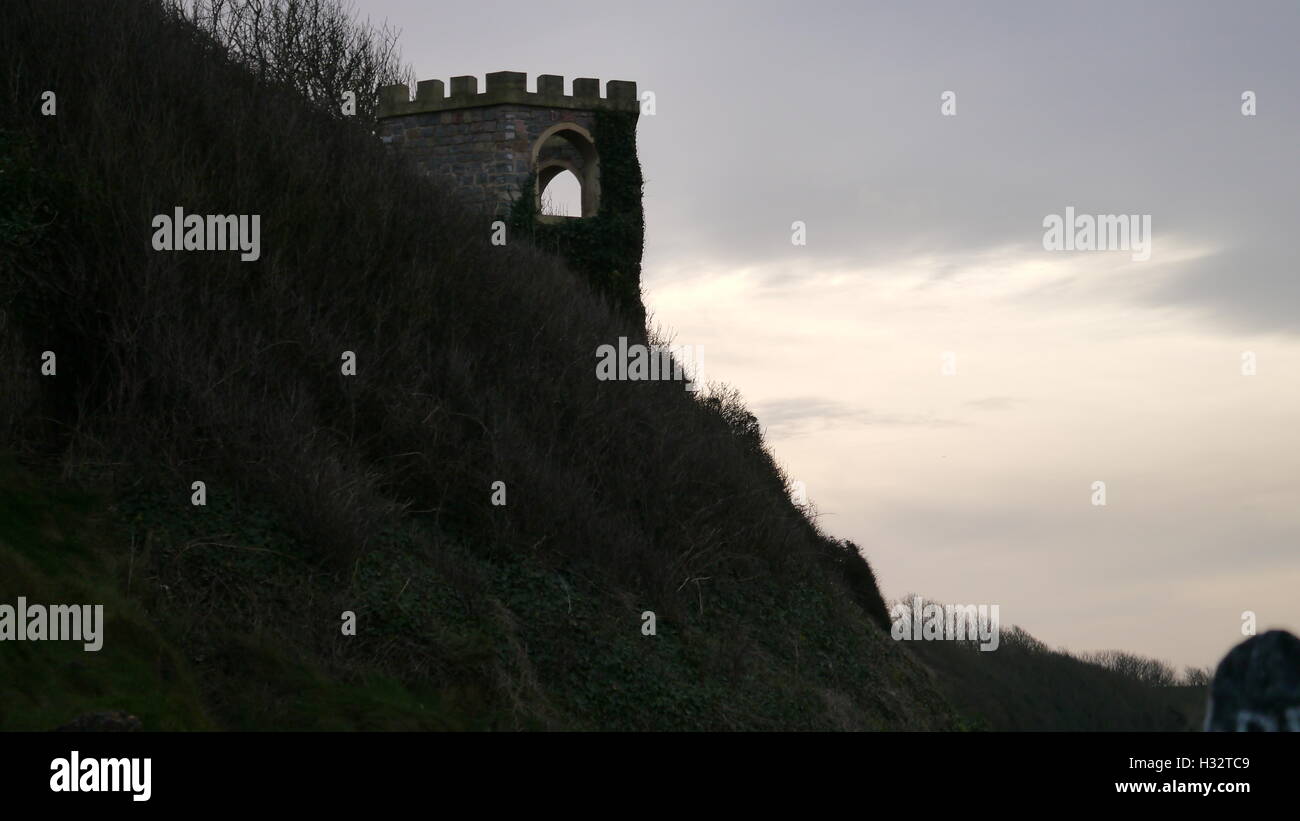 Crepuscolo, poeti a piedi, Clevedon, Somerset, Foto Stock