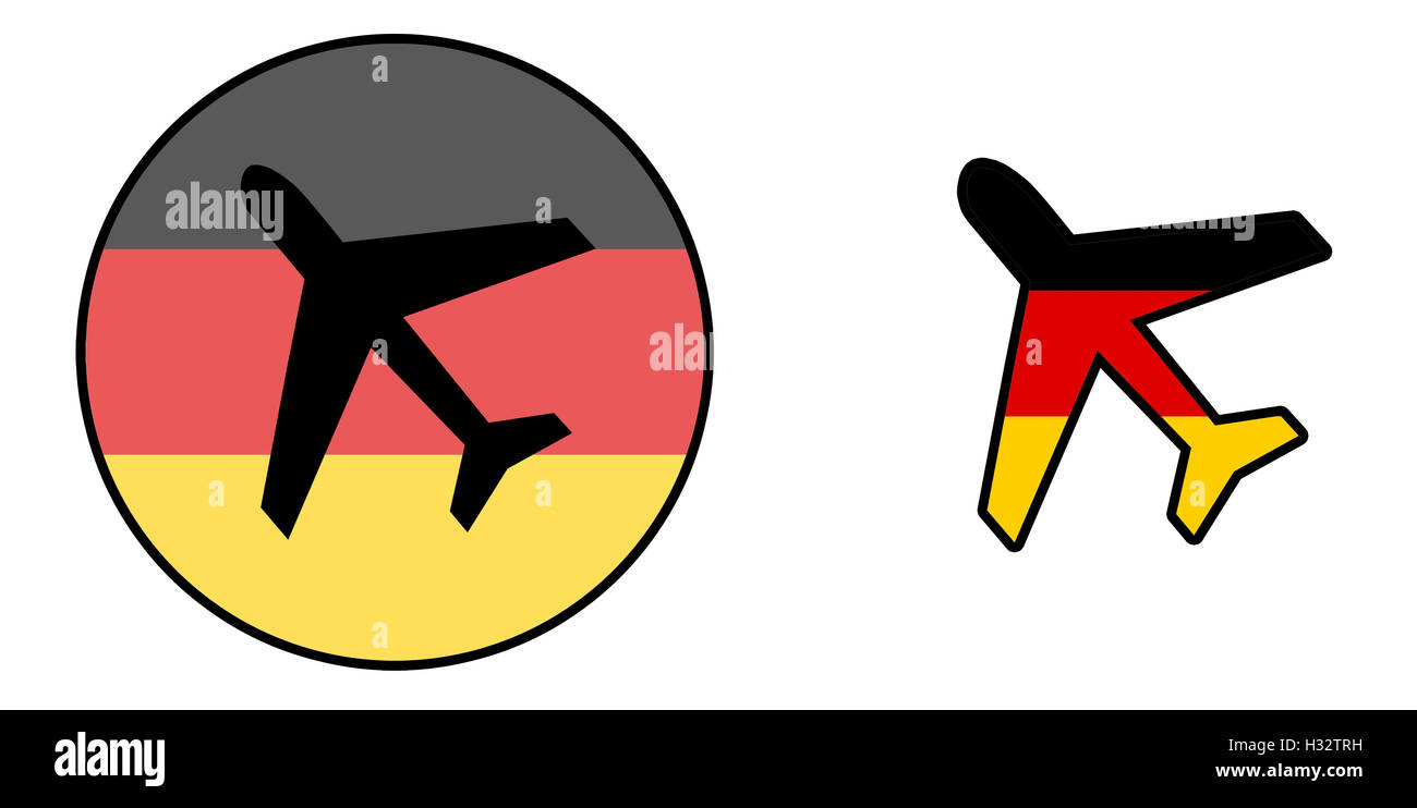 Bandiera della nazione - Aereo isolato su bianco - Germania Foto Stock