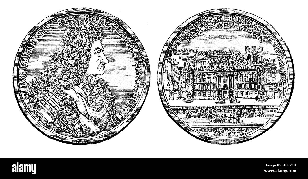 Medaglia Dal 1704 di Federico I re di Prussia Foto Stock