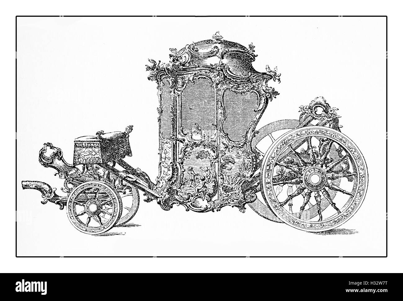 Incisione vintage, pullman di lusso XVII secolo Foto Stock