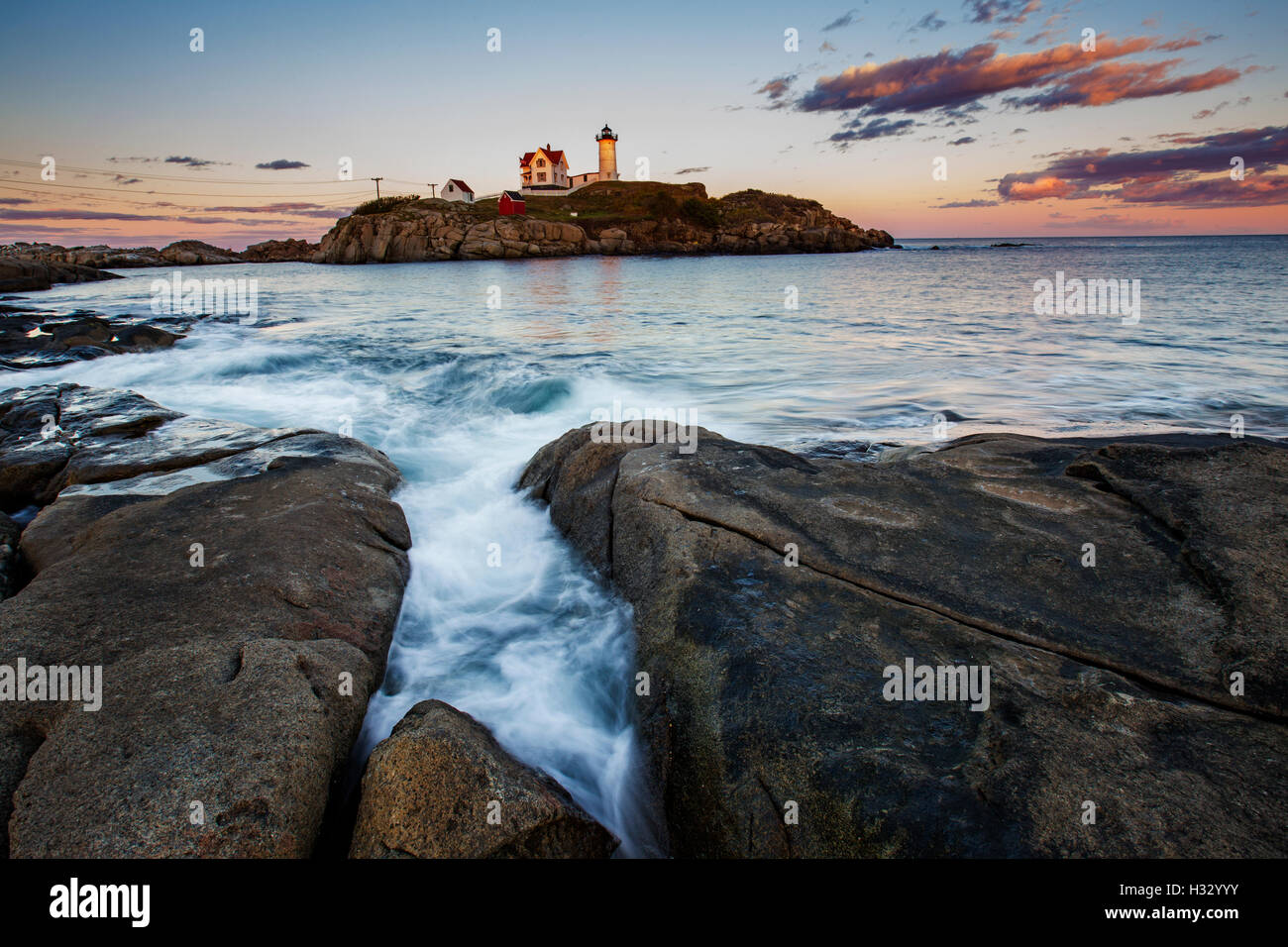 Nubble Light - Cape Neddick Faro - Sohier Park - York Maine Foto Stock