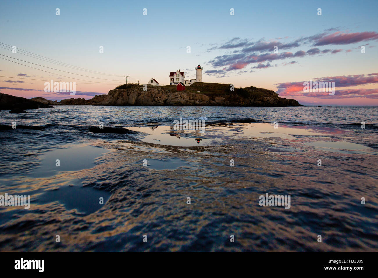 Nubble Light - Cape Neddick Faro - Sohier Park - York Maine Foto Stock