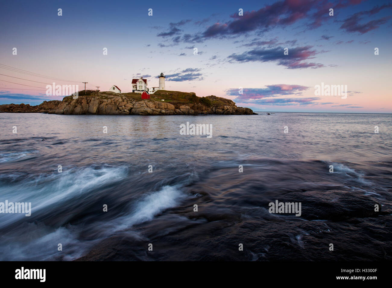 Nubble Light - Cape Neddick Faro - Sohier Park - York Maine Foto Stock