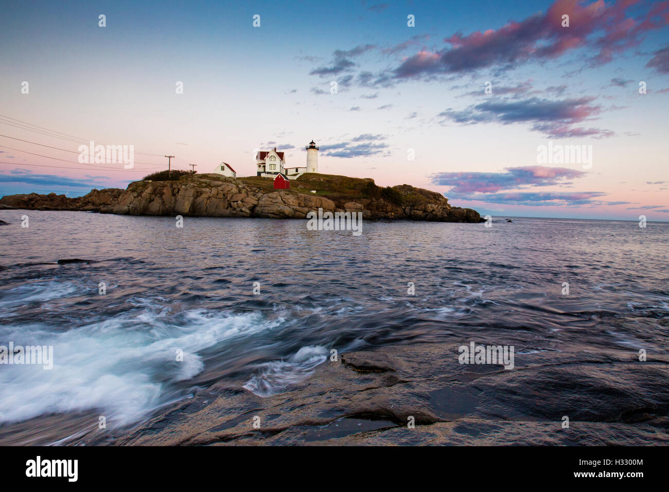 Nubble Light - Cape Neddick Faro - Sohier Park - York Maine Foto Stock