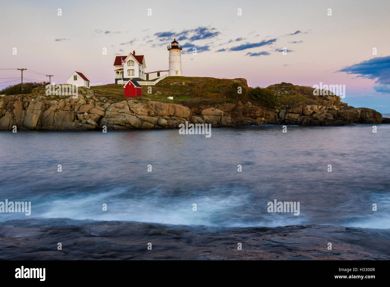 Nubble Light - Cape Neddick Faro - Sohier Park - York Maine Foto Stock