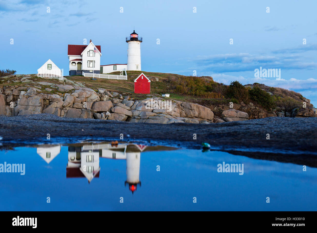 Nubble Light - Cape Neddick Faro - Sohier Park - York Maine Foto Stock