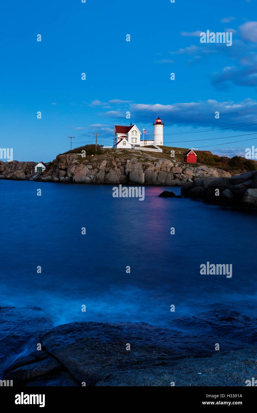 Nubble Light - Cape Neddick Faro - Sohier Park - York Maine Foto Stock