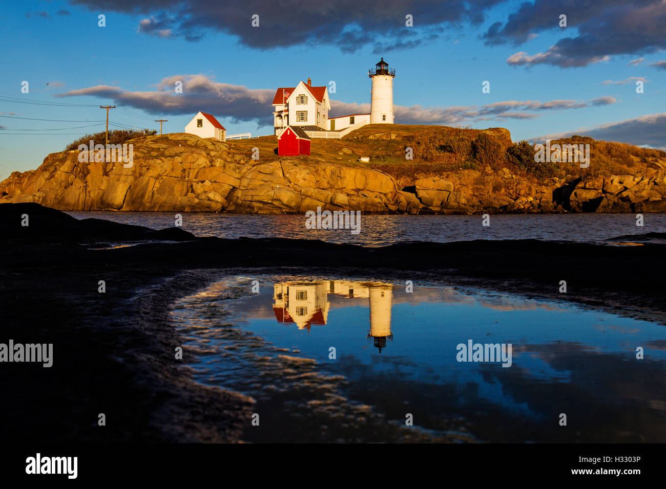 Nubble Light - Cape Neddick Faro - Sohier Park - York Maine Foto Stock
