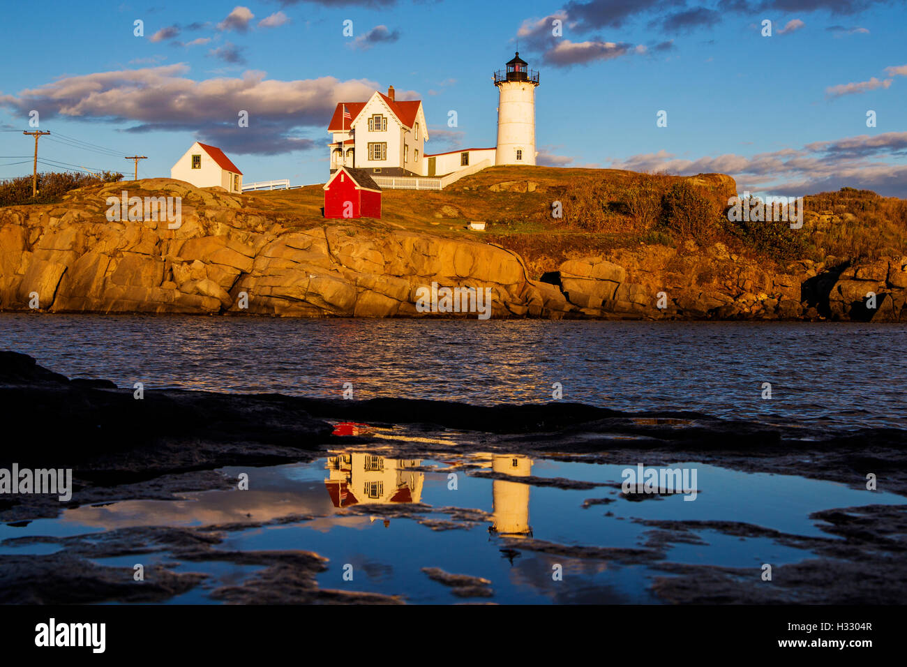 Nubble Light - Cape Neddick Faro - Sohier Park - York Maine Foto Stock