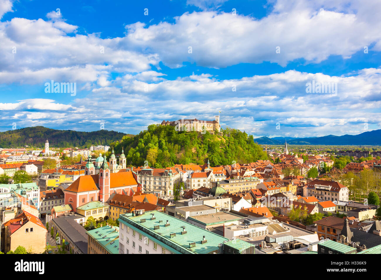 Panorama di Lubiana, Slovenia, l'Europa. Foto Stock