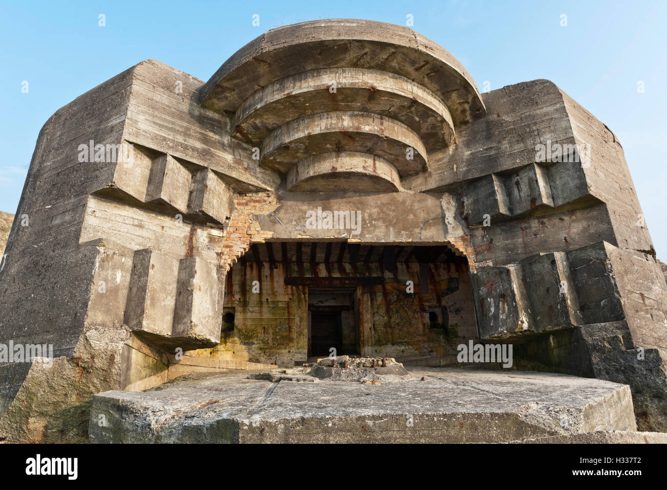 Bunker tedesco dalla seconda guerra mondiale, Atlantic Wall, sulla spiaggia di Loekken, Nord dello Jutland, Danimarca Foto Stock