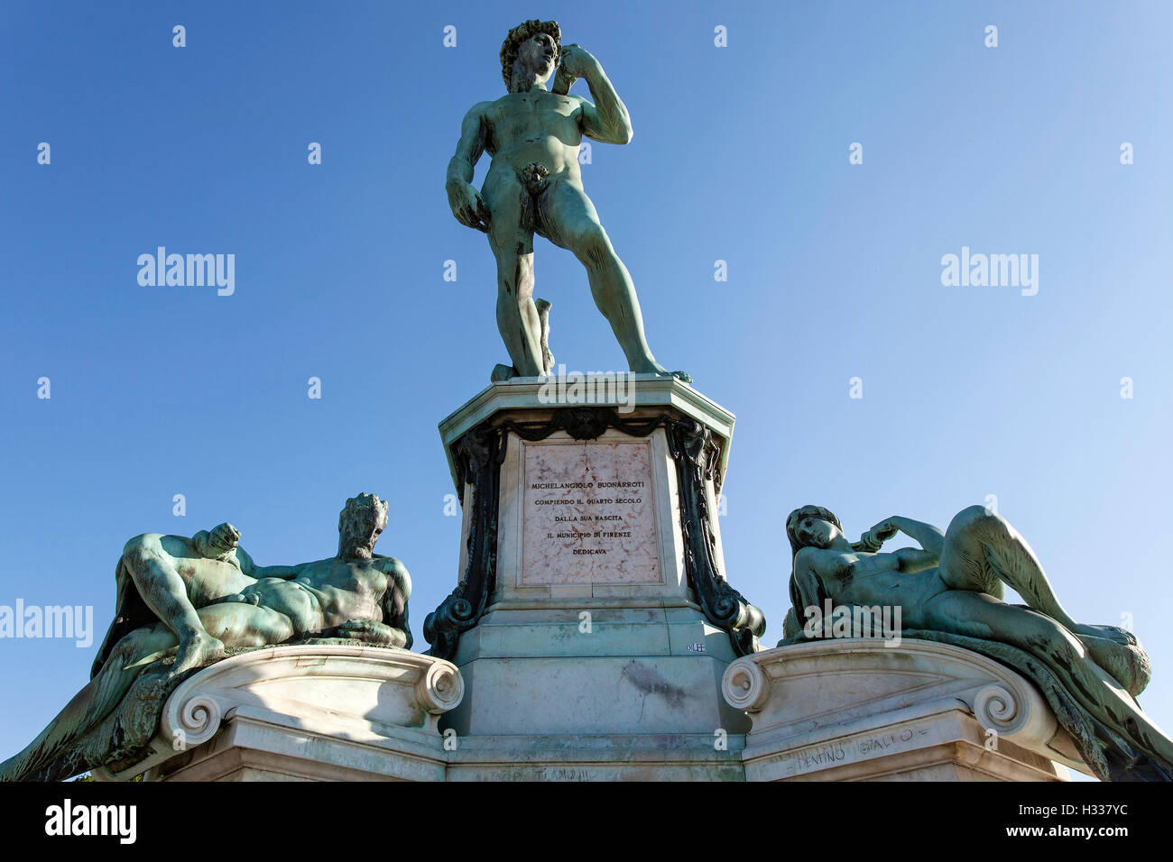 Copia della statua del David, Piazzale Michelangelo, Firenze, Toscana, Italia Foto Stock