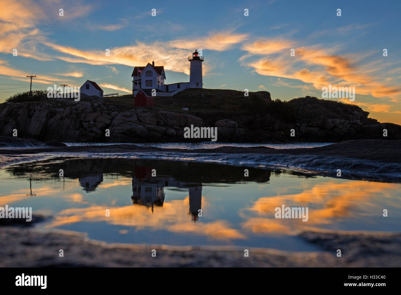 Nubble Light - Cape Neddick Faro - Sohier Park - York Maine Foto Stock