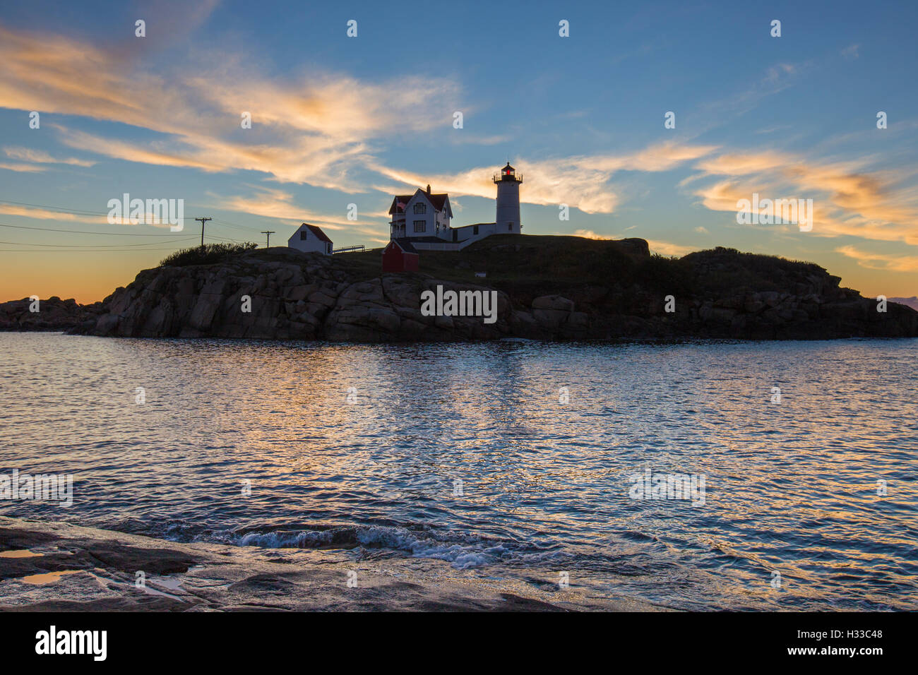 Nubble Light - Cape Neddick Faro - Sohier Park - York Maine Foto Stock