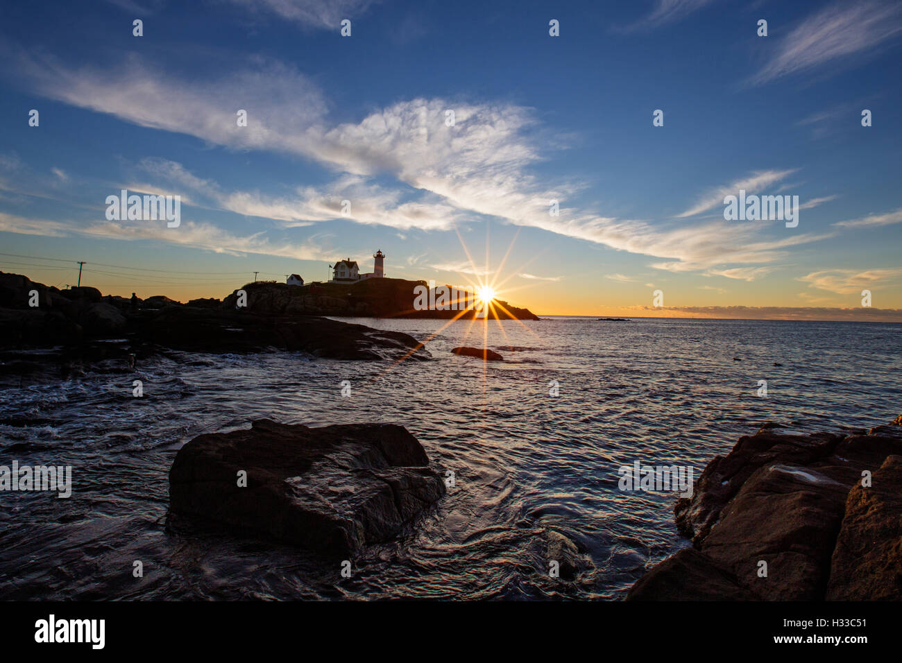 Nubble Light - Cape Neddick Faro - Sohier Park - York Maine Foto Stock