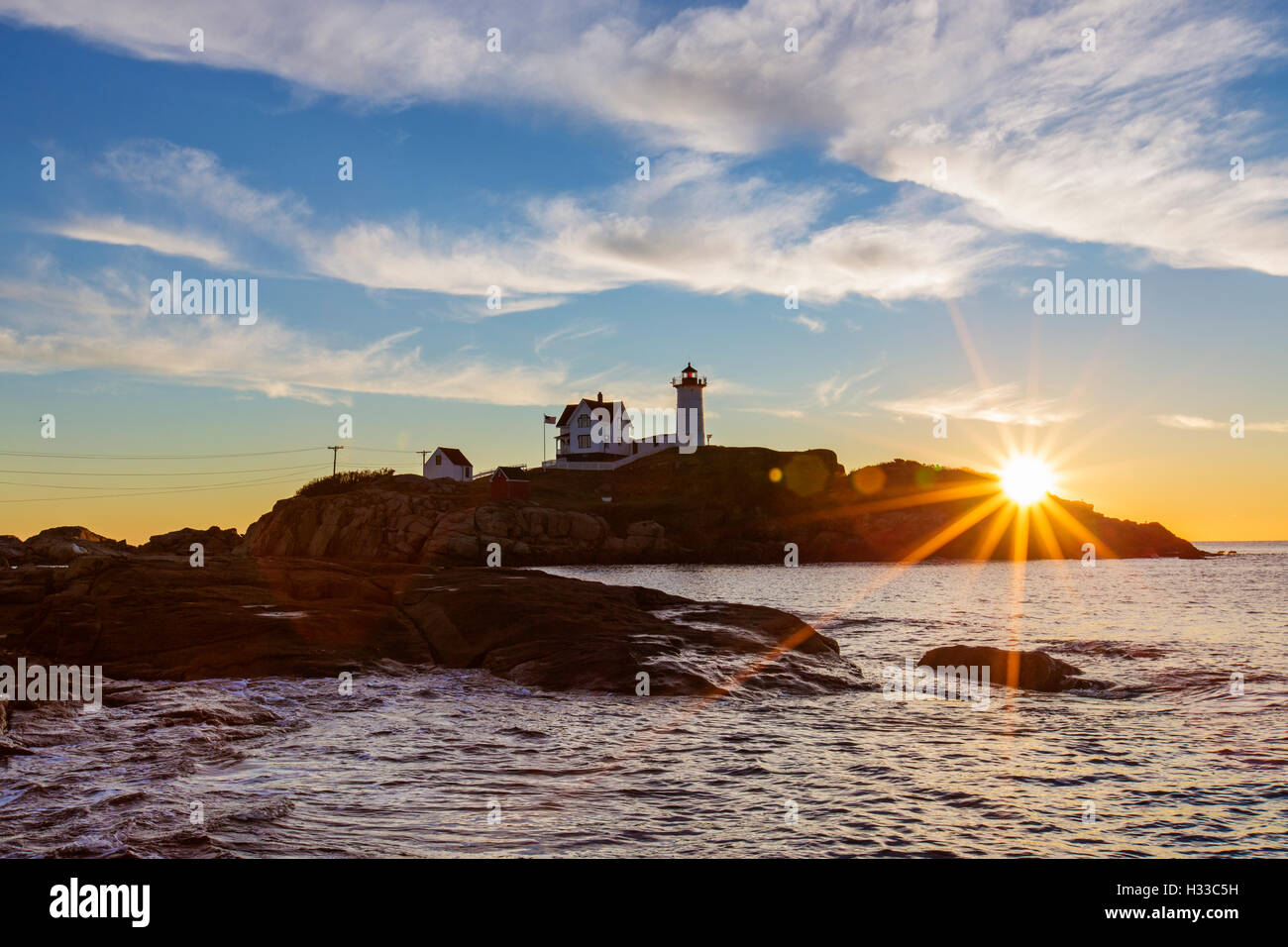 Nubble Light - Cape Neddick Faro - Sohier Park - York Maine Foto Stock