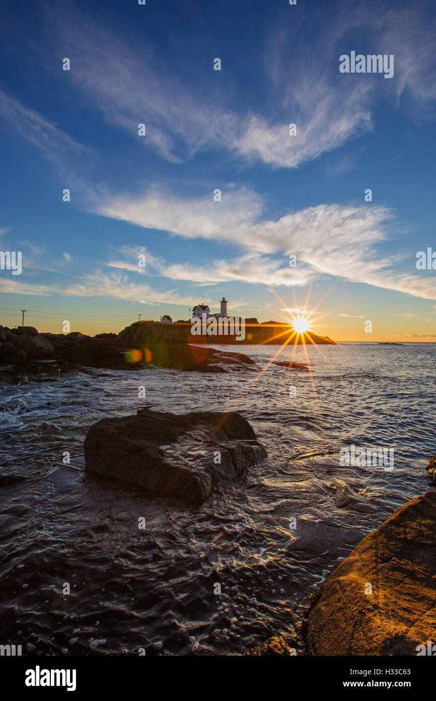 Nubble Light - Cape Neddick Faro - Sohier Park - York Maine Foto Stock