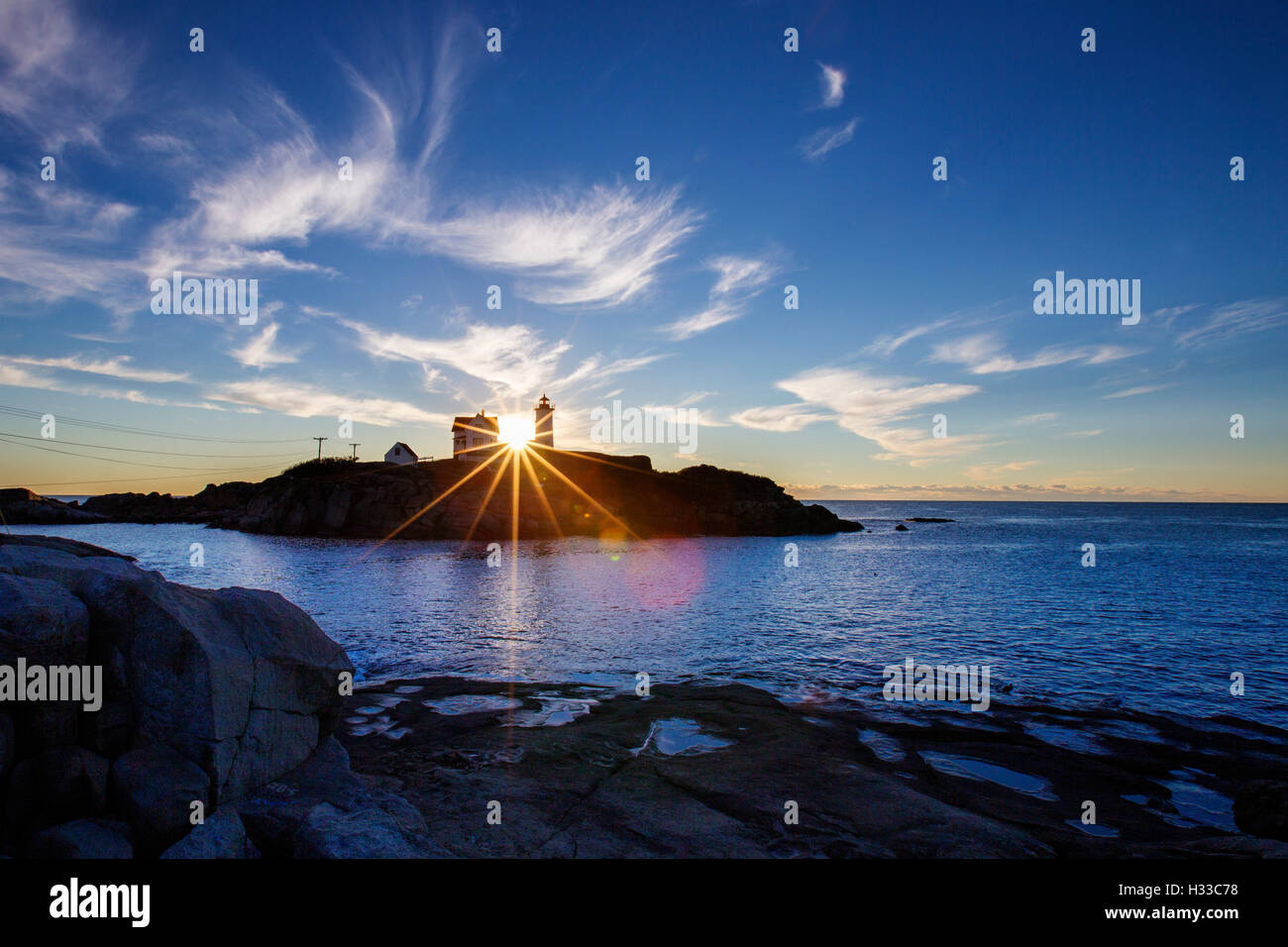 Nubble Light - Cape Neddick Faro - Sohier Park - York Maine Foto Stock