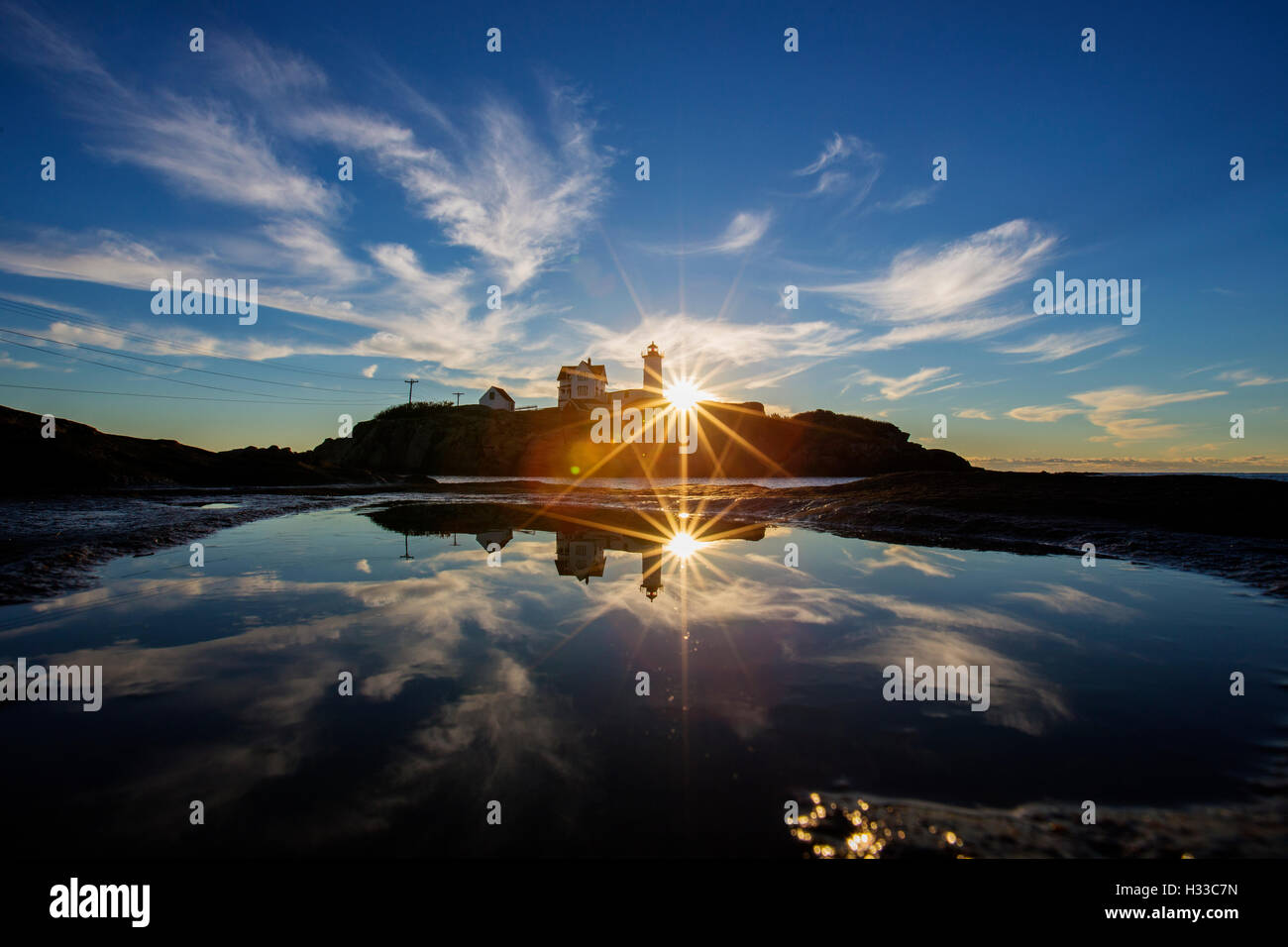 Nubble Light - Cape Neddick Faro - Sohier Park - York Maine Foto Stock