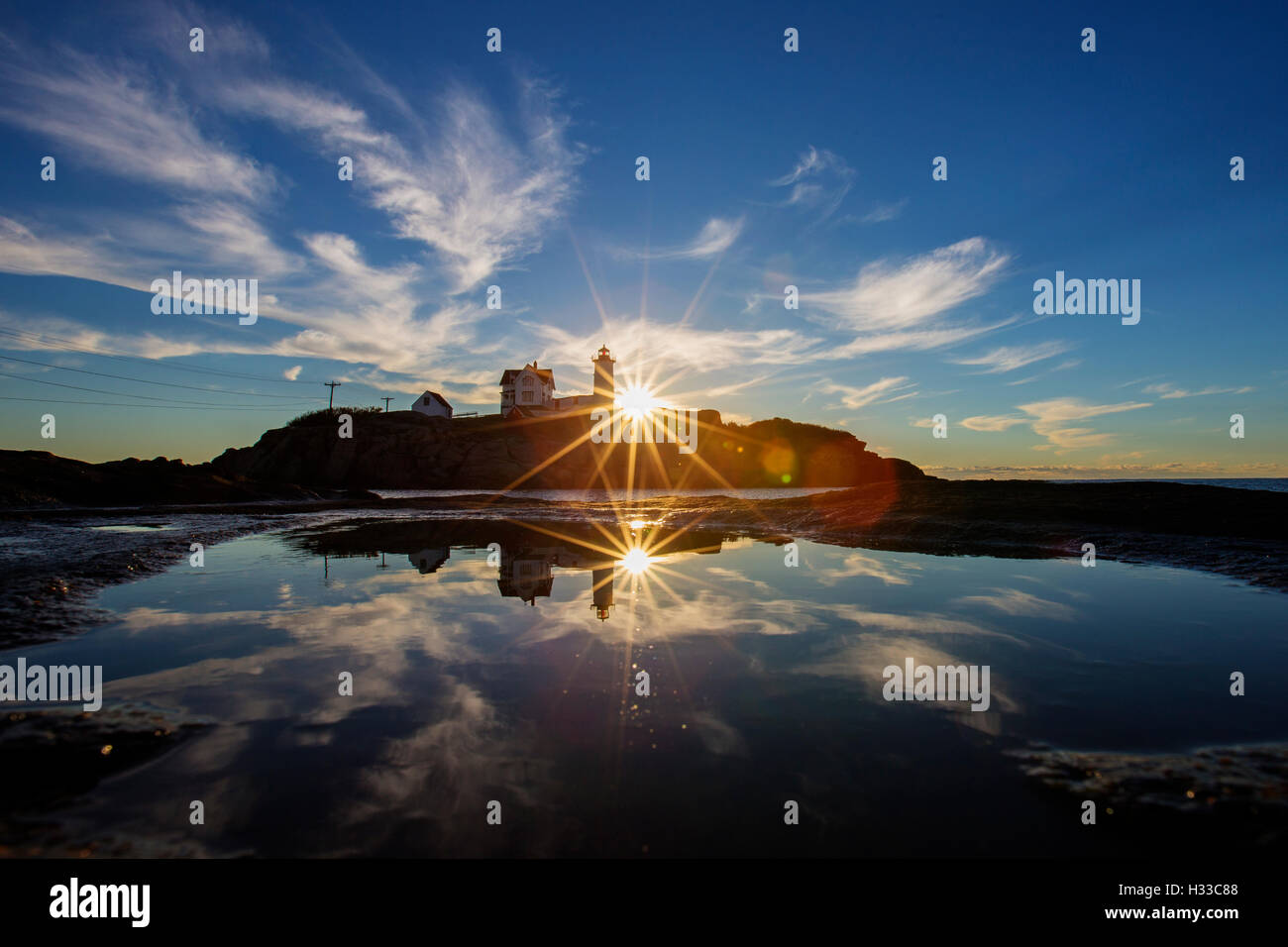 Nubble Light - Cape Neddick Faro - Sohier Park - York Maine Foto Stock