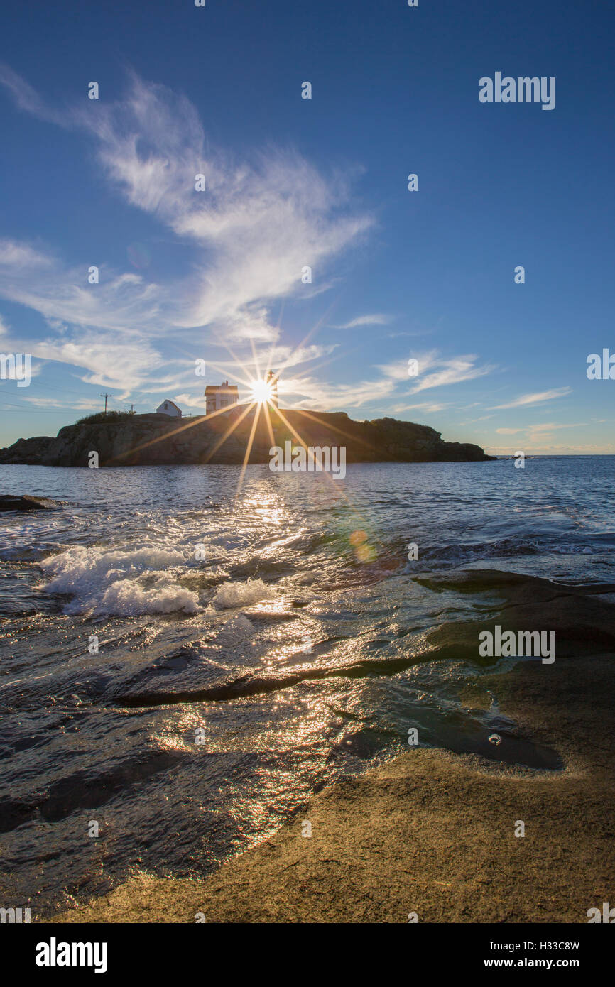 Nubble Light - Cape Neddick Faro - Sohier Park - York Maine Foto Stock